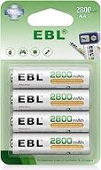 EBL AA Rechargeable Batteries,1.2V NiMH Double A Battery 2800mAh High Capacity Pre-Charged Long Lasting - 4 Pack