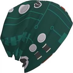 Beanie for Men Women, Stretchy Lightweight Skull Cap Double Layer Breathable Soft Knit Hat, Easter, Personalized Electronic Circuit with Diodes Multicolor