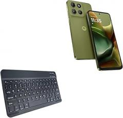 BoxWave Keyboard Compatible with Motorola Moto G15 - SlimKeys Bluetooth Keyboard, Portable Thin with Chiclet-Style Keys - Jet Black