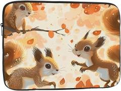Cute Squirrel Printed Laptop Bag for Men Women Shockproof Laptop Bag for Travel Office School, black, 13 inch
