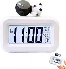 Electronic Clock,Cute Bedside Cartoon Electronic Clock with Indoor Temperature,Data Time,Calendar,Desktop Multi-Functional Clocks for Bedroom Living Room