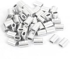 50pcs M1.2 Fall Protection Aluminium Wire Rope Stops and Ferrules Restraint Ropes & Lanyards Silver Tone