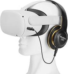 Gaming Headphones Compatible with Meta Quest 2 Headset Increase VR Immersion - VR Headphones with Custom Length Cable, Optimized Gaming Audio Driver, VR Accessories - Black