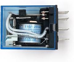 1Pcs MY4NJ Electronic Micro Mini Electromagnetic Relay 5A 14PIN Coil 4DPDT DC12V 24V AC110V 220V Green LED Indicator Switch(AC 110V)