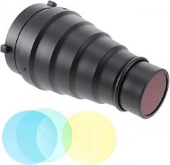 Mipcase 1set Professional Conical Tube Kit with Honeycomb Grid and Light Filters for Photography Light for Studio Strobe and Monolight Use