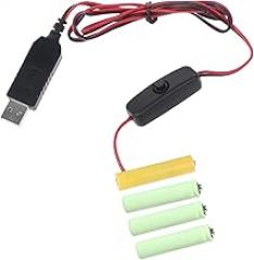USB to 6V Battery Cable Cord with Replace 4Pcs Battery for 6V Powered Electronic Toy Keyboards