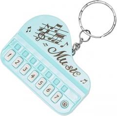 SOESFOUFU Creative Mini Piano Keychain Bag Pendant Portable Keyboard Instrument with Illuminated Keys for Music Lovers Unique Electronic Keyboard Accessory in Macaron Blue