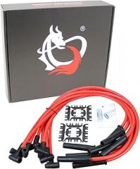 AIP Electronics Huge 10mm Dragon FIRE Performance HEI Spark Plug Wires Compatible with 1964-1978 Mopar Dodge 273-318-340-360 OEM Fit PWJ119