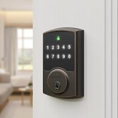 Brinks Keyless Entry Electronic Touchpad Door Lock - Backlit Keypad Deadbolt with Advanced Security, Custom User Codes, Auto-Lock, for Front Door, Home or Office,Tuscan Bronze