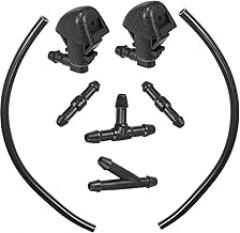 Unifizz Black 1 Set Front Windshield Spray Nozzles Windshield Washer Nozzles Kit 76810-SZA-A01ZA Wiper Spray Washer Jet and Fluid Hose with Connectors for Honda Pilot 2009-2012 2014 2015