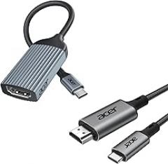 acer USB-C to HDMI Adapter Bundle with USB C to HDMI Cable for Home Office 6.6FT (4K@60Hz)