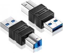 Duttek USB A to USB B Connector Adapter, High-Speed 5Gbps Type 3.0 Male to Type B (MIDI) Male Power and Data Extension Adapter, for Audio Interface, Electronic Piano, Printer, Scanner (2-Pack)