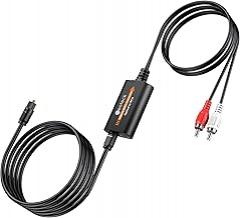 Neoteck 192kHz DAC Converter 5.9ft/1.8m Optical to RCA Cable SPDIF to RCA Digital to Analog Converter with Built-in Audio Amplifier Chipset for HDTVs Set-Top Boxes DVD/Blu-Ray Players-Male Output