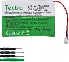 Tectra 3.7V 2000mAh KCR1410 Battery for Sony PS4 Slim/Pro Wireless Dual Shock Controller CUH-ZCT2, CUH-ZCT2U, New 2016 Version (Small Plug)