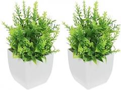 Milisten 2pcs Small Artificial Lavender Plants in Pots Faux Green Plants for Indoor Desk and Shelf Decor Realistic Fake Bonsai for Living Room and Bathroom Decoration