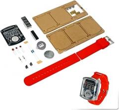 LED Digital Watch DIY Kit with Electronic Clock Circuit Board for Soldering Practice and Hands On Assembly Training Featuring 0.28 Inch Display Auto Sleep Mode Countdown Timer Functions(Red)