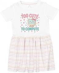 inktastic Too Cute to Compute Kawaii Computer Toddler Dress