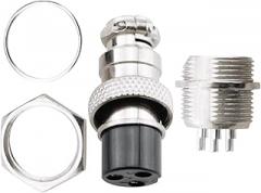 ZCZQC 2PCS 3 Pins Metal Male and Female Panel Connector 16mm GX16 Silver Aviation Plug Insulated Black Bakelite Female Plug Core for Electronics and Mechanical Equipment