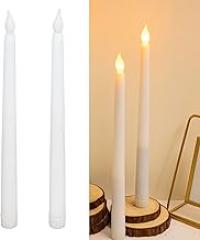 2Pcs LED Taper Candles Flameless Taper Candles Simulation Flame Long Candle Light Festival Wedding Birthday Party Glossy Electronic Candle Light Modeling Light Secret Room Decorative(White Shell)