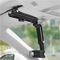 YoRise 360° Rotatable Car Sun Visor Phone Holder, Retractable Foldable Automotive Rear View Mirror Electronic Device Mount, Multifunction Portable Vehicle Visor Cell Phone Holder(Gray)