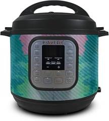 Carbon Fiber Skin Compatible with Instant Pot Duo 6-Quart - Watercolor Blue - Premium 3M Vinyl Protective Wrap Decal - Easy to Apply | Made in The USA