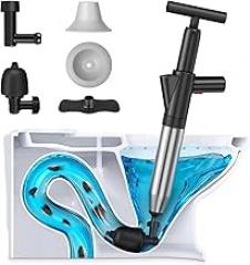Toilet Plunger, High Pressure Air Drain Blaster, Drain Clog Remover Tool, High Pressure Drain Blaster Gun with Visual Barometer, Powerful Sink Plunger for Bathroom Kitchen Toilet Clogged Pipe