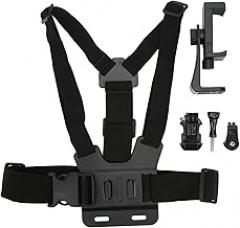 Adjustable Design,Chest Mount Harness Strap with Phone Holder, Ideal for Surfing, Skiing, Skateboarding, Biking, Motorcycle. Immersive