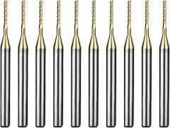 Tools 10Pcs 1.0mm TiN Coating Solid Carbide End Mill Engraving Milling Cutter CNC Router Bits for PCB Machine, 1/8