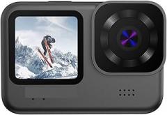 Action Camera, Action Camera Bicycle Helmet Cam Electronic Stabilizer Sports Video Recording Camera Mini Outdoor Action Camcorder, HD Camera(Black_Square Lens)