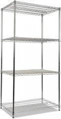 Alera ALE Industrial Heavy Duty Wire Shelving Starter Kit, 4-Shelf, 36w x 24d x 72h, Silver