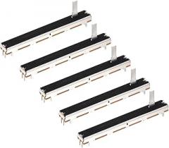 MECCANIXITY 5Pcs Straight Single Linear Slide Potentiometer 7 Pin B10K 75mm(L) 60mm Travel 4x12.2mm Handle Fader Variable Resistors Mixer Electronic Potentiometer for Dimming Tuning