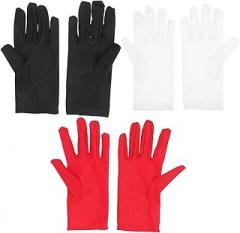 Veemoon 3 Pairs Jewelry Etiquette Gloves Elastic Spandex Stretchy Performance Gloves for Inspection Handling in White Black Red for Art and Electronics Use