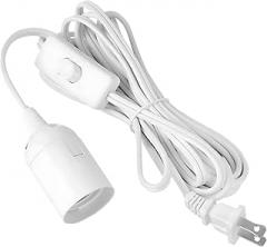 Simple Deluxe 15ft Extension Hanging Lantern Pendant Light Lamp Cord Cable E26 Socket On/Off Switch, 360W (No Bulb Included), White