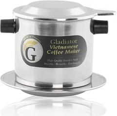 Vietnamese coffee maker filter set, French press style pour-over coffee dripper, Portable 1-cup single-serve reusable coffee press, 8oz medium (1)