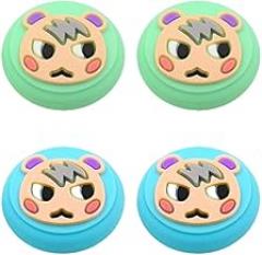 Thumb Grip Caps, Joystick Cap for Switch & Lite Animal Crossing, Soft Silicone case for Joy-Con Controller(Green & Blue)