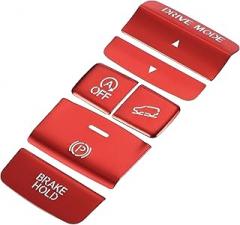 6 Pcs Car Center Console Electronic Handbrake Drive Mode Switch Button Cover Trim Compatible for Honda CR-V 2023, Durable Aluminum Alloy Red