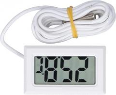 FY13001 Digital Thermometer, ABS Electronic Temperature Sensor, LCD Wired Measurement Thermometer, Mini Thermometer for Home Industrial (White)