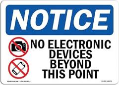 OSHA Notice Sign - No Electronic Devices Beyond | Rigid Plastic Sign | Protect Your Business, Construction Site, Warehouse & Shop Area | Made in The USA