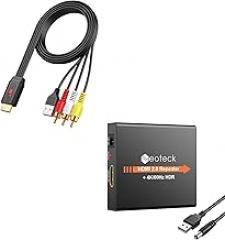 Neoteck HDMI & RCA Converter Bundle: 5ft AV to HDMI Cable & 4K Signal Repeater, 1920x1080p Conversion, Boosts HDMI Signal up to 196ft, Widely Used in DVD, VCR, PS4