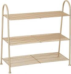 MIQXUAN Shoe Rack Shoe Rack 3-Tier Shoe Rack Metal Storage Shelves Multi-Function Storage Shelf Hold Up Clothes Towels Electronics Plants Books and More Shoe Storage (Color : Gold)