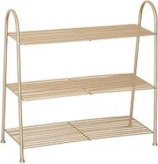 MIQXUAN Shoe Rack Shoe Rack 3-Tier Shoe Rack Metal Storage Shelves Multi-Function Storage Shelf Hold Up Clothes Towels Electronics Plants Books and More Shoe Storage (Color : Gold)
