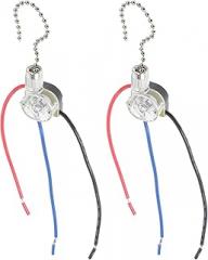 2pcs Replacement Pull Chain Control for Ceiling Fan Rustproof Wire Switch Compatible with Ceiling Light Wall Lamp Easy Installation