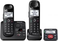 Panasonic Expandable Cordless 2 Phone Answering System with Talking Caller ID Bundle with Call Blocker for Landline Phones
