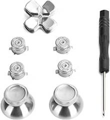 Buttons Thumb Stick Set for Aluminum Alloy Game Controller Gamepad Replacement Parts for 4, with Screwdriver (Silver)
