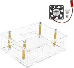 Acrylic Transparent Enclosure Case House with Cooling Fan for Orange Pi 5 Plus