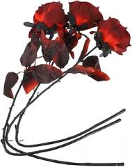 Milisten Simulation Deep Red Silk Rose Artificial Flowers 3pcs Set Halloween Party Decoration Living Room Ornament Wedding Home Floral Prop