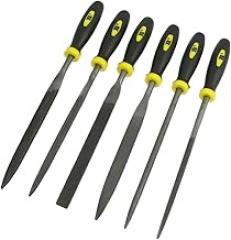 6 Pcs Files & Rasps Black Plastic Grip 5x180mm Equalling Round Square American Pattern Files Files Set