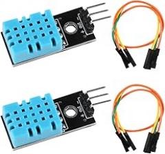2pcs DHT11 Temperature Humidity Sensor Module Digital Temperature Humidity Sensor 3.3V-5V with Wires for Arduino Raspberry Pi 2 3 (2pcs DHT11)