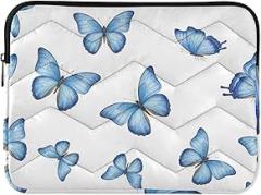 Blue Butterflies Watercolor White Laptop Sleeve Laptop Cover 14 Inch Portable Electronic Device Cover