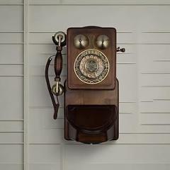 Retro Wall Telephone, Vintage Rotary Phones for Landline, Wall Mount Old Fashioned Corded Phone with Mechanical/Electronic Ringer for Kitchen Home School Office, Red